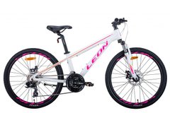 Велосипед 24" Leon JUNIOR AM DD 2021 (біло-малиновий з помаранчевим)