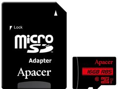 Карта памяти ApAcer microSDHC 16GB UHS-I U1 Class 10 (AP16GMCSH10U5-R) + SD адаптер
