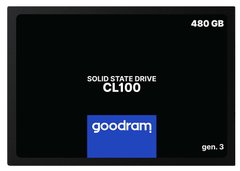 SSD внутрішні Goodram CL100 480 GB GEN.3 SATAIII TLC(SSDPR-CL100-480-G3) комп'ютерний запам'ятовувальний пристрій