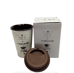 Чашка Аромат кофе с силиконовою крышкой в коробке, Vittora 390мл