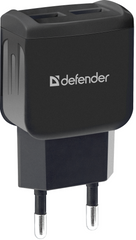 Сетевое зарядное устройство Defender EPA-13 Black, 2xUSB, 5V / 2.1A, package (83840)