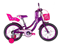 Велосипед 16 Formula FLOWER PREMIUM 8.5 фіолетовий з багажником для ляльок з корзиною Pl з крылом St 2024